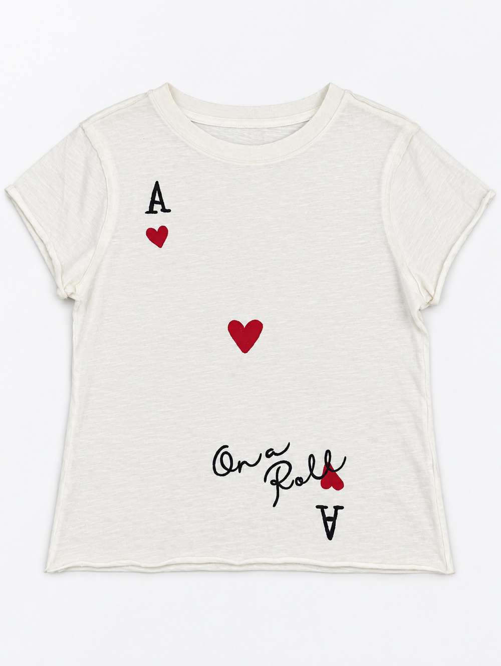 Maeve Playing Card Graphic T Shirt Womens XS Ivory Hearts Ace NWT